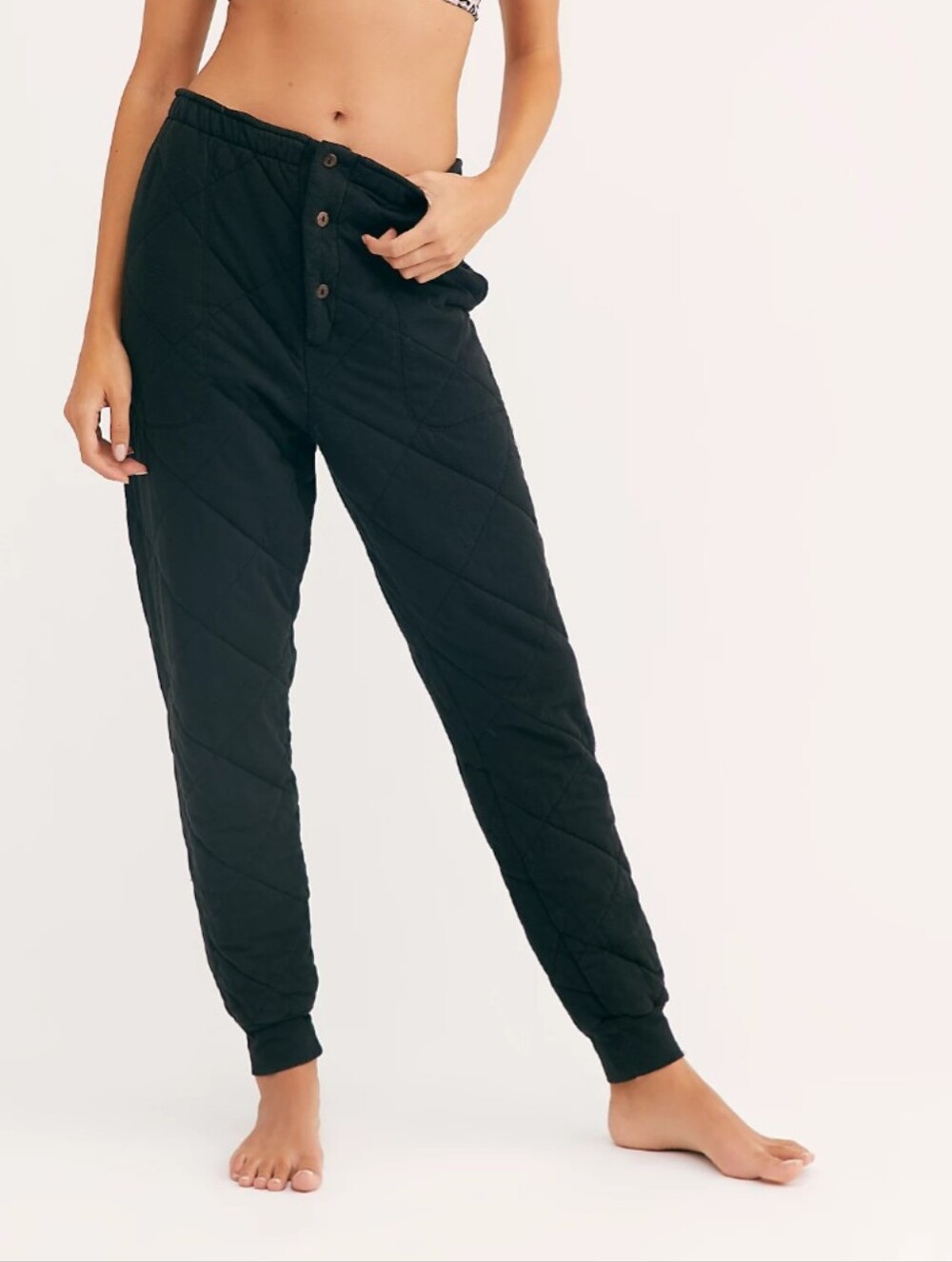 FREE PEOPLE Cute In Quilt Jogger Pants Black